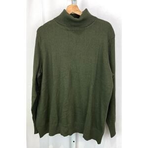L.L. BEAN Cotton Cashmere Turtleneck Sweater Pullover Green Size 2X Plus